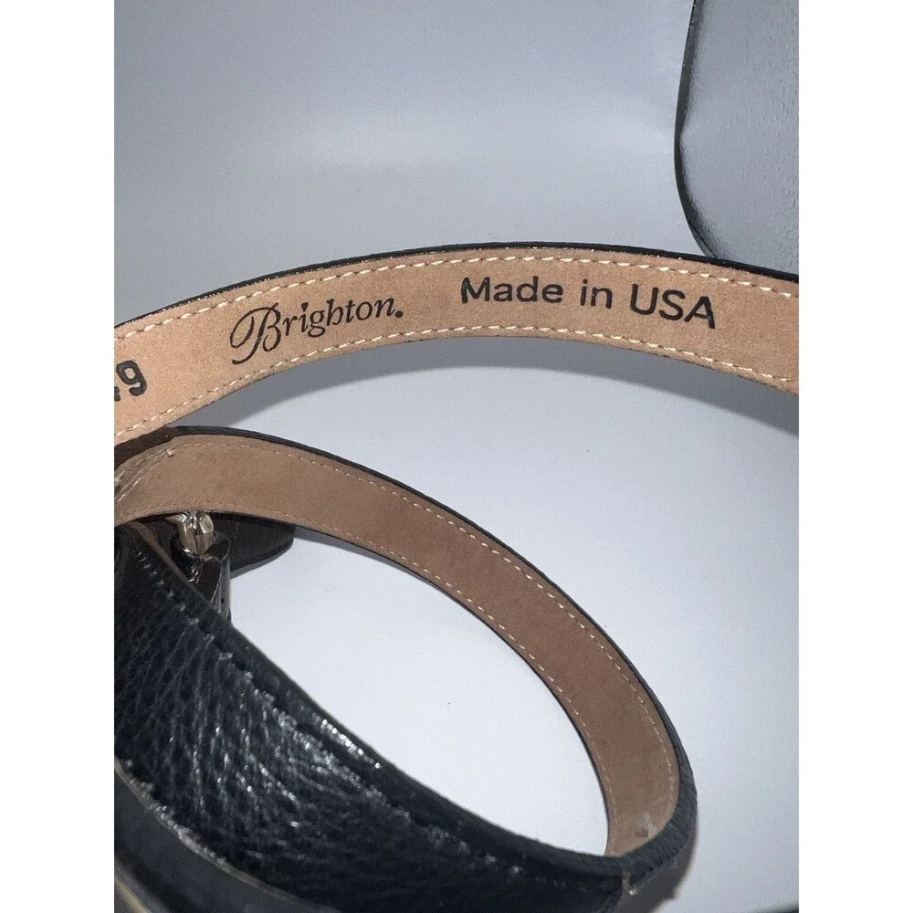 Brighton BLOCK PARTY Leather Belt Sz M 36-38 two-tone brown USA Made B21249